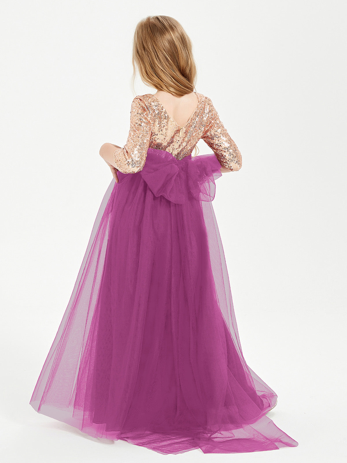 Sparkling Sequined Junior Bridesmaids Gown Orchid